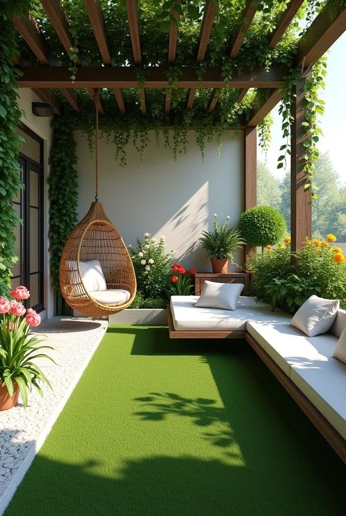 Contemporary Terrace Garden featuring WPC Outdoor Decking & Pergola #37